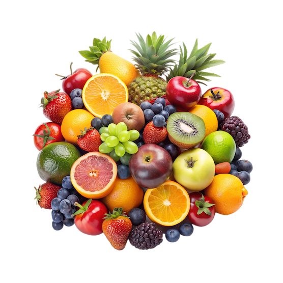 fresh-2mix-fruits-with-leaves-white-background